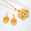 Elegant Fashion Teardrop & Flower Brass Necklace & Earrings Sets for Women GO0418-2