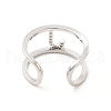 Clear Cubic Zirconia Initial Letter Open Cuff Ring RJEW-A012-01P-J-3