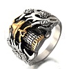 Two Tone Skull Head Men's Stainless Steel Finger Ring PW-WG11803-02-1