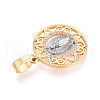 Brass Micro Pave Clear Cubic Zirconia Pendants KK-N268-29G-2