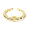 Clear Cubic Zirconia Initial Letter Open Cuff Ring RJEW-H120-09G-T-2
