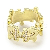 Puzzle Brass Micro Pave Cubic Zirconia Cuff Open Rings for Women RJEW-I103-005G-2