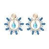 Teardrop Brass Glass Dangle Stud Earrings EJEW-MZ00388-01-2