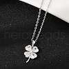 925 Sterling Silver Pave Clear Cubic Zirconia Clover Pendant Necklaces for Women NJEW-G168-01P-2