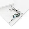 Alloy and Paua Shell Elk Brooch PW-WG309AD-01-3