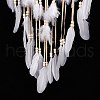 Handmade Round Cotton Woven Net/Web with Feather Wall Hanging Decoration HJEW-G015-02B-6