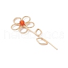 4Pcs 4 Styles Natural Red Agate & Lapis Lazuli & Amethyst & Green Aventurine Faceted Round Bead Copper Wire Wrapped Flower Pendants PALLOY-TA00246-4