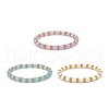 3Pcs 3 Color Natural Malaysia Jade(Dyed) & Alloy Daisy Beaded Stretch Bracelets for Women BJEW-JB08856-1