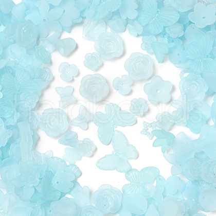 Frosted Transparent Acrylic Beads OACR-U006-03F-1