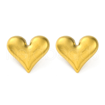 Ion Plating(IP) 304 Stainless Steel Heart Stud Earrings EJEW-K295-04G-1