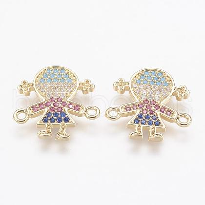 Brass Micro Pave Cubic Zirconia Links ZIRC-G111-17G-1