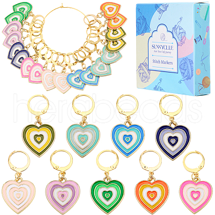Alloy Enamel Heart Pendant Decorations HJEW-SC00048-1