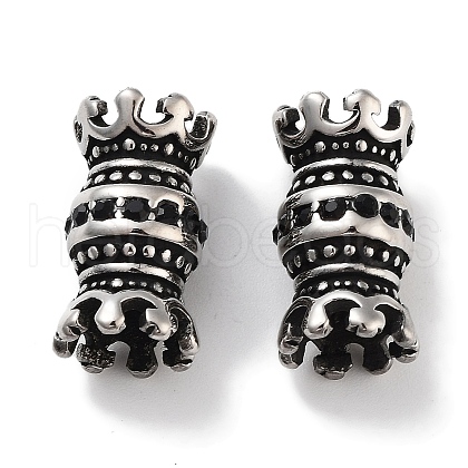 304 Stainless Steel & Clear Cubic Zirconia Beads STAS-M057-09AS-1