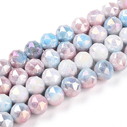 Electroplate Glass Beads Strands GLAA-N010-8mm-04-1