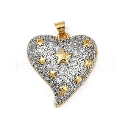 Brass Micro Pave Clear Cubic Zirconia Pendants KK-S528-20G-B-1