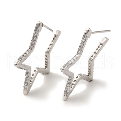 Star Brass Stud Earrings EJEW-R162-03P-01-1