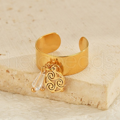 304 Stainless Steel Cuff Rings for Women RJEW-U045-03G-1