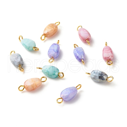 Opaque Baking Painted Crackle Glass Beads Links Connectors PALLOY-JF01238-1
