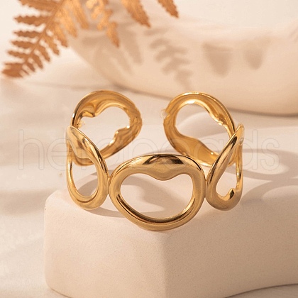 304 Stainless Steel Cuff Bangles for Women BJEW-U032-03G-1