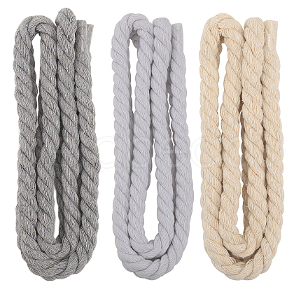 CHGCRAFT 3 Bags 3 Colors 3-Ply Twisted Macrame Cotton Cord OCOR-CA0001-30-1