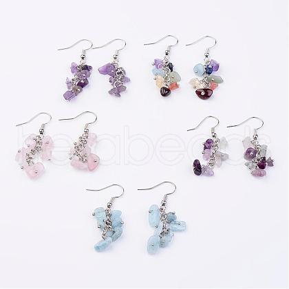 Natural Mixed Stone Dangle Earrings EJEW-JE02185-1