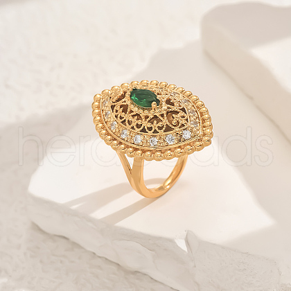 Geometric Hollow Brass Micro Pave Adjustable Finger Rings for Women XZ3446-4-1