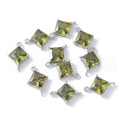 Brass Pave Cubic Zirconia Connector Charms KK-F892-53P-07-1