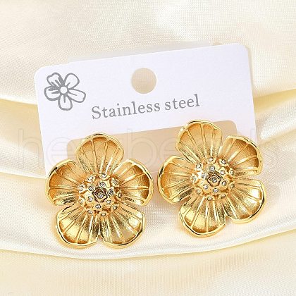 304 Stainless Steel Flower Stud Earrings EJEW-M073-16G-1