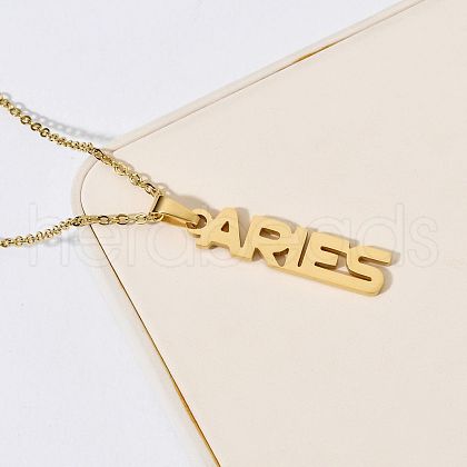 304 Stainless Steel Word Constellation Pendant Necklaces FS-WGAAB2A-07-1