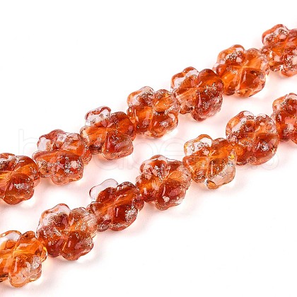 Luminous Handmade Gold Foil Glass Beads Strands FOIL-N029-01C-1
