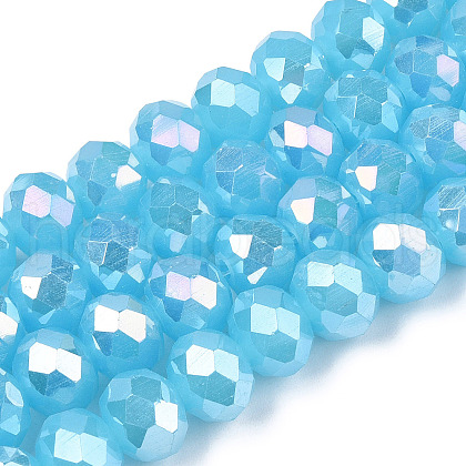 Electroplate Glass Beads Strands EGLA-A034-J8mm-B10-1
