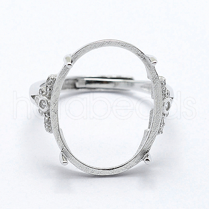 Anti-Tarnish Rhodium Plated 925 Sterling Silver Finger Ring Components STER-G027-06P-1