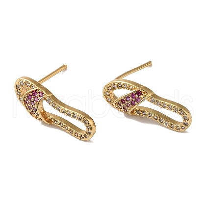 Cubic Zirconia Slippers Stud Earrings KK-O142-47G-02-1