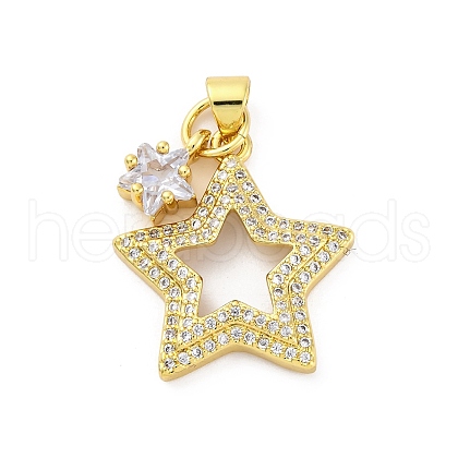 Brass Micro Pave Cubic Zirconia Pendants KK-U066-17G-1