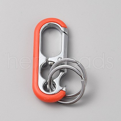 Oval Alloy Keychain Clasps with Double Rings FIND-YWC0011-02C-1