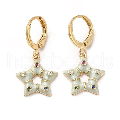 Star Real 18K Gold Plated Brass Dangle Leverback Earrings EJEW-L268-033G-02-1
