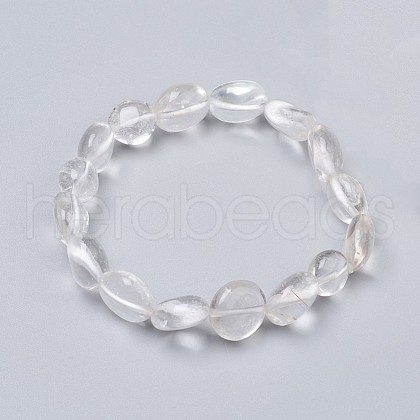 Natural Quartz Crystal Stretch Beaded Bracelets BJEW-K213-C01-1