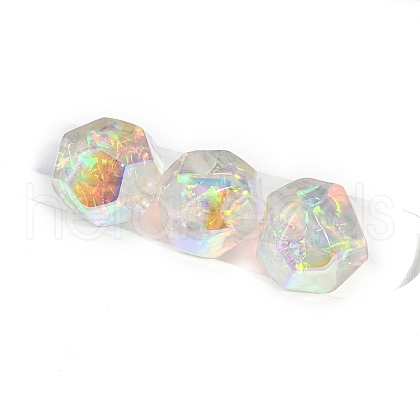 30Pcs Gradient Color & UV Plating Rainbow Iridescent Opaque Resin Beads PW-WG6C260-01-1