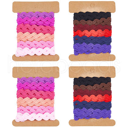 Gorgecraft 4 Cards 2 Styles Polyester Wavy Fringe Trim Ribbon DIY-GF0009-48E-1