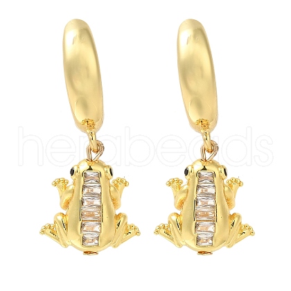 Rack Plating Forg Brass Micro Pave Cubic Zirconia Hoop Earrings EJEW-H016-36G-1