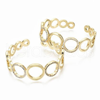 Brass Micro Pave Clear Cubic Zirconia Cuff Bangles BJEW-S142-016-NF-1