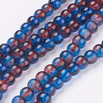 Crackle Glass Beads Strands X-CCG-Q002-6mm-12-1