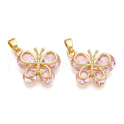Brass Micro Pave Cubic Zirconia Pendants KK-N254-228G-1