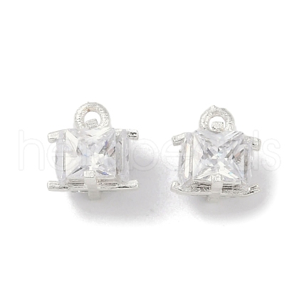 Rack Plating Brass Micro Pave Clear Cubic Zirconia Pendants KK-A224-09P-1