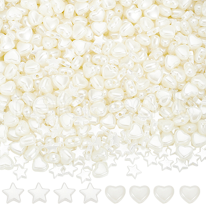 SUNNYCLUE 800Pcs 2 Styles ABS Plastic Imitation Pearl Beads KY-SC0002-29-1