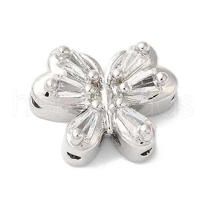 Brass Micro Pave Clear Cubic Zirconia Beads KK-G503-13P-1