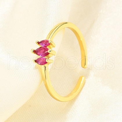 Brass Micro Pave Cubic Zirconia Cuff Rings for Women RJEW-H247-35G-02-1