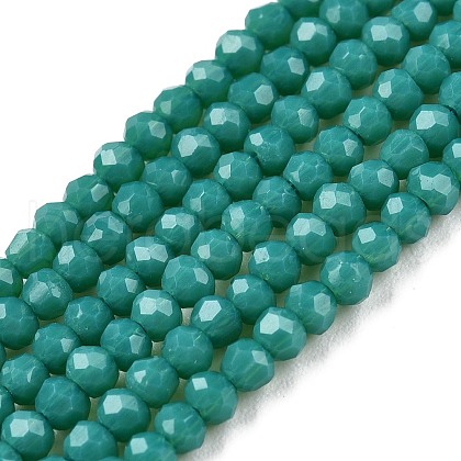 Opaque Solid Color Glass Beads Strands EGLA-T021-02C-1