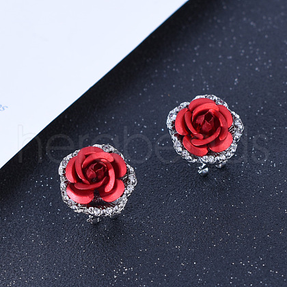 Alloy Rhinestone Stud Earrings WG72A22-01-1