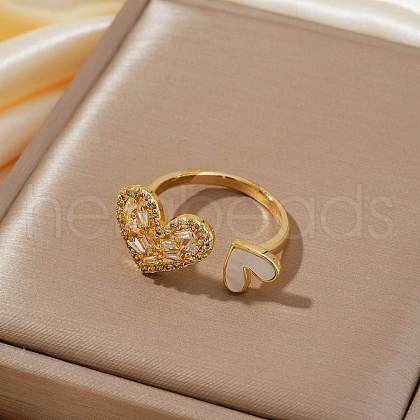 Elegant Brass Micro Pave Cubic Zirconia Cuff Open Rings for Women WF6042-2-1
